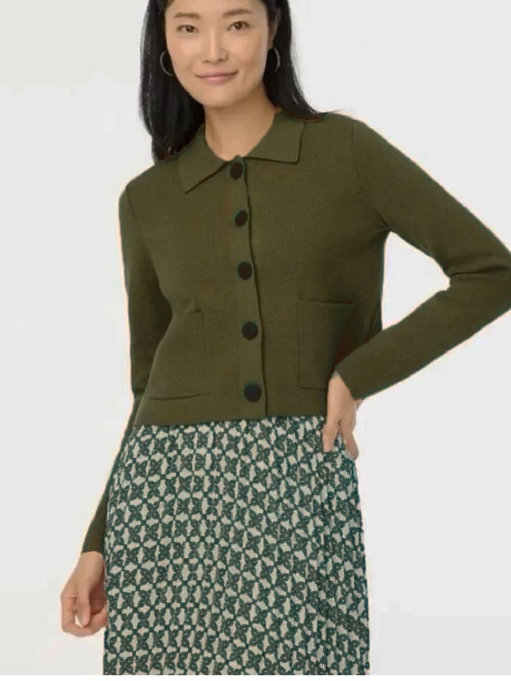 J. Crew Polo Collar Cardigan Button Up Cardigan Sweater Heather Loden Size Med